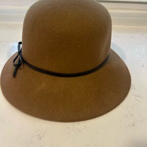 Elegant‎ Brown Women's Hat with Black Leather Ribbon